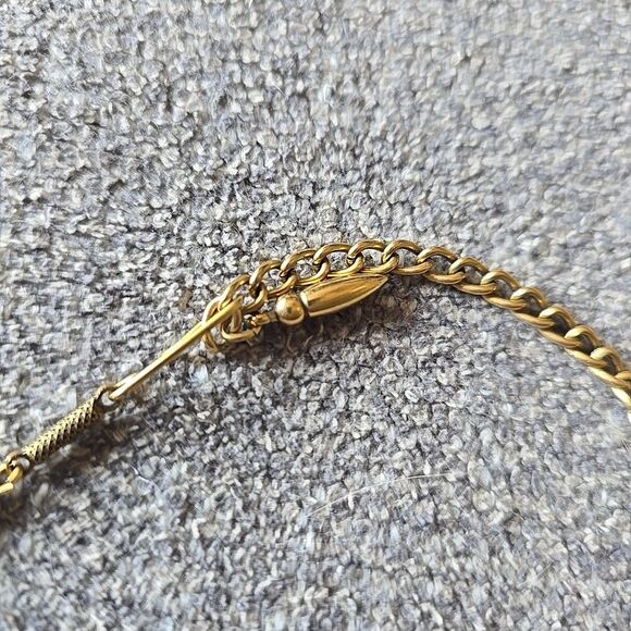 1960s Coro Necklace Gold Tone Faux Pearl Crystals Rhinestone 16.5" Adjustable - Picture 6 of 10